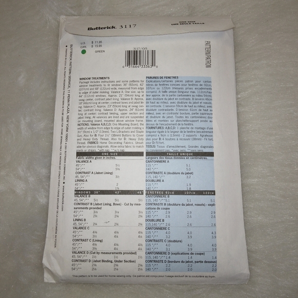 BUTTERICK 3117 Waverly Window Treatments in four styles - Picture 5 of 5